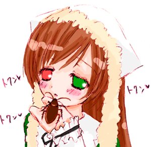 Rating: Safe Score: 0 Tags: 1girl bangs blush brown_hair chocolate dress food frills green_eyes heart holding_food image long_hair long_sleeves open_mouth simple_background solo striped suiseiseki upper_body vertical_stripes white_background User: admin