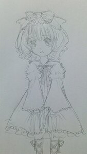 Rating: Safe Score: 0 Tags: 1girl blush boots bow dress frills front_ponytail hair_bow hair_ribbon hinaichigo image kagiyama_hina looking_at_viewer monochrome ribbon sketch solo standing tears traditional_media User: admin