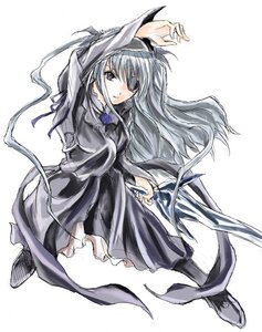 Rating: Safe Score: 0 Tags: 1girl barasuishou blue_flower blue_rose dress eyepatch flower full_body image long_hair long_sleeves ribbon rose solo suigintou white_background User: admin