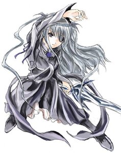 Rating: Safe Score: 0 Tags: 1girl barasuishou blue_flower blue_rose dress eyepatch flower full_body image long_hair long_sleeves ribbon rose solo suigintou white_background User: admin