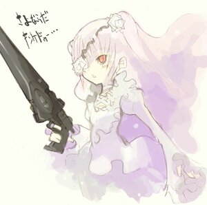 Rating: Safe Score: 0 Tags: 1girl dress eyepatch flower frills gun handgun holding holding_gun holding_weapon image kirakishou long_hair solo weapon User: admin