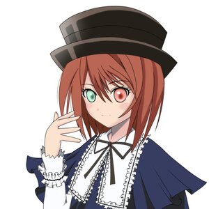 Rating: Safe Score: 0 Tags: 1girl black_headwear black_ribbon brown_hair dress frills green_eyes hat heterochromia image long_sleeves looking_at_viewer neck_ribbon red_eyes ribbon short_hair simple_background smile solo souseiseki striped striped_background top_hat upper_body vertical_stripes white_background User: admin