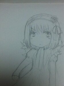 Rating: Safe Score: 0 Tags: 1girl bangs closed_mouth eyebrows_visible_through_hair flower fur_trim hair_flower hair_ornament hairband image long_sleeves looking_at_viewer monochrome rain solo suigintou traditional_media upper_body User: admin