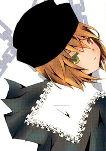 Rating: Safe Score: 0 Tags: 1girl black_headwear brown_hair frills green_eyes hat image looking_at_viewer short_hair simple_background solo souseiseki striped white_background User: admin