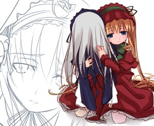 Rating: Safe Score: 0 Tags: 2girls blonde_hair blue_eyes blush comforting dress frills hairband hug image kneeling lolita_hairband long_hair long_sleeves multiple_girls pair red_dress rozen_maiden shinku silver_hair sitting suigintou tatsukichi tears yuri zoom_layer User: admin