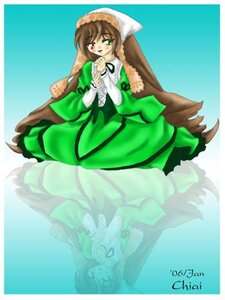Rating: Safe Score: 0 Tags: 1girl brown_hair dated dress frills full_body green_dress green_eyes head_scarf heterochromia image long_hair long_sleeves looking_at_viewer own_hands_together red_eyes smile solo suiseiseki twin_drills twintails very_long_hair User: admin