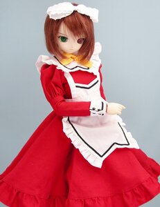 Rating: Safe Score: 0 Tags: 1girl apron brown_hair doll dress frills green_eyes heterochromia juliet_sleeves long_sleeves looking_at_viewer red_eyes short_hair solo souseiseki User: admin