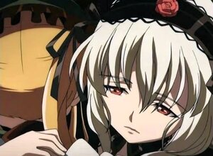 Rating: Safe Score: 0 Tags: 1girl blonde_hair closed_mouth dress face flower frills image pair red_eyes red_rose ribbon rose shinku solo suigintou User: admin