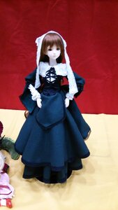 Rating: Safe Score: 0 Tags: 1girl bangs black_dress blue_dress brown_hair doll dress full_body fur_trim hand_on_hip long_hair long_sleeves solo standing suiseiseki User: admin