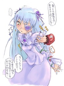 Rating: Safe Score: 0 Tags: ... 1girl barasuishou blush dress eyepatch flower flower_eyepatch image kikai_(akita_morgue) long_hair long_sleeves parted_lips purple_dress ribbon rose rozen_maiden silver_hair simple_background solo speech_bubble spoken_ellipsis sweatdrop thorns translated very_long_hair white_background yellow_eyes User: admin