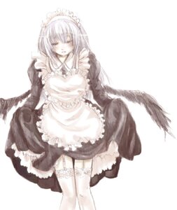 Rating: Safe Score: 0 Tags: 1girl apron blush closed_eyes dress frills garter_straps image long_hair long_sleeves maid maid_headdress simple_background solo striped suigintou thighhighs white_background white_legwear zettai_ryouiki User: admin