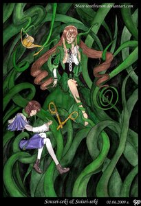 Rating: Safe Score: 0 Tags: androgynous artist_name brown_hair dress flower image long_hair pair souseiseki suiseiseki twins very_long_hair User: admin