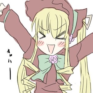 Rating: Safe Score: 0 Tags: 1girl >_< blonde_hair blush blush_stickers closed_eyes dress flower hat image long_hair long_sleeves open_mouth pink_rose rose shinku simple_background solo upper_body white_background User: admin