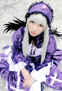 Rating: Safe Score: 0 Tags: 1girl bangs dress frills gothic_lolita lips lolita_fashion long_hair long_sleeves looking_at_viewer purple_dress solo suigintou User: admin