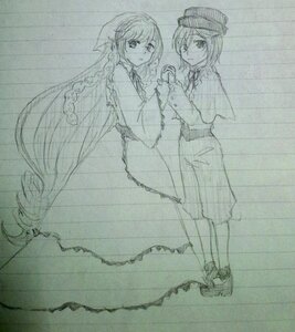 Rating: Safe Score: 0 Tags: 2girls braid capelet dress frills hat holding_hands image long_hair long_sleeves looking_at_viewer maribel_hearn monochrome multiple_girls pair short_hair souseiseki standing suiseiseki usami_renko very_long_hair User: admin