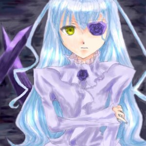 Rating: Safe Score: 0 Tags: 1girl barasuishou blue_flower blue_hair blue_rose dress eyepatch flower frills image long_hair long_sleeves rose solo User: admin