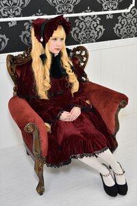Rating: Safe Score: 0 Tags: 1girl auto_tagged blonde_hair blue_eyes bonnet chair dress full_body lace long_hair long_sleeves looking_at_viewer red_dress shinku sitting solo User: admin
