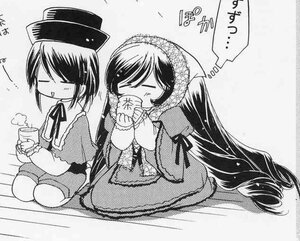 Rating: Safe Score: 0 Tags: 2girls >_< blush closed_eyes cup greyscale hat image long_hair monochrome multiple_girls pair seiza short_hair sitting souseiseki steam suiseiseki very_long_hair User: admin