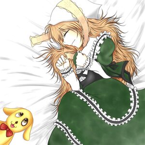 Rating: Safe Score: 0 Tags: 1girl auto_tagged blonde_hair closed_eyes doll dress frills green_dress hat image long_hair long_sleeves lying solo suiseiseki User: admin