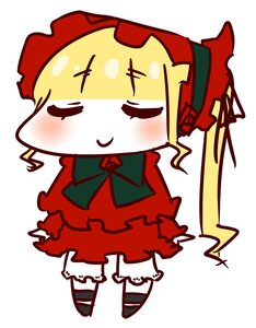 Rating: Safe Score: 0 Tags: 1girl :3 >_< blonde_hair bloomers blush bow chibi dress full_body image long_hair shinku solo standing striped underwear User: admin