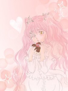 Rating: Safe Score: 0 Tags: 1girl chocolate eyepatch flower food frills fruit hair_flower hair_ornament heart image kirakishou long_hair pink_hair pink_theme rose solo striped traditional_media vertical_stripes yellow_eyes User: admin