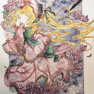 Rating: Safe Score: 0 Tags: 1girl black_rose blonde_hair blue_rose closed_eyes flandre_scarlet flower green_flower hat long_hair orange_flower pink_flower pink_rose plant purple_flower purple_rose red_flower red_rose ribbon rose rose_petals shinku solo thorns traditional_media vines watercolor_(medium) white_rose wings yellow_flower yellow_rose User: admin