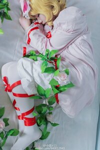 Rating: Safe Score: 0 Tags: 1girl blonde_hair closed_eyes dress flower frills hat hinaichigo plant red_ribbon ribbon solo white_dress User: admin