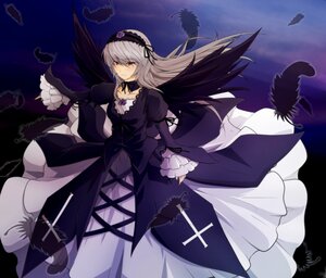 Rating: Safe Score: 0 Tags: 1girl auto_tagged bird black_feathers black_wings commentary_request dress feathers flower frills gothic_lolita hairband highres image lolita_fashion long_hair long_sleeves looking_at_viewer night night_sky nogisaka_kushio red_eyes rose rozen_maiden silver_hair sky sleeves_past_wrists solo suigintou wings User: admin