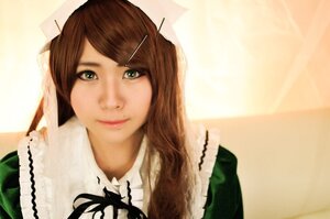 Rating: Safe Score: 0 Tags: 1girl apron bangs brown_hair closed_mouth frills hair_ornament hairclip lips long_hair looking_at_viewer maid portrait ribbon smile solo suiseiseki swept_bangs User: admin