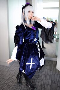 Rating: Safe Score: 0 Tags: 1girl 3d bangs blurry boots depth_of_field dress gothic_lolita indoors lolita_fashion long_hair long_sleeves photo solo standing suigintou User: admin