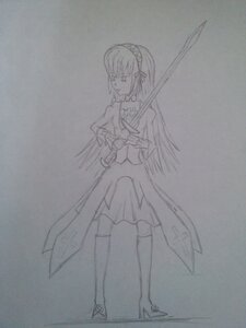 Rating: Safe Score: 0 Tags: 1girl bare_shoulders boots dress flower full_body gloves greyscale holding holding_weapon image long_hair monochrome simple_background solo standing suigintou thighhighs traditional_media weapon User: admin