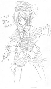 Rating: Safe Score: 0 Tags: 1girl auto_tagged blush bow capelet eyebrows_visible_through_hair greyscale hat image long_sleeves looking_at_viewer monochrome nagae_iku ribbon short_hair smile solo souseiseki standing User: admin
