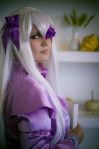 Rating: Safe Score: 0 Tags: 1girl barasuishou blurry bow depth_of_field eyepatch hair_ornament lips long_hair looking_at_viewer photo purple_bow ribbon solo very_long_hair User: admin