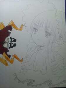 Rating: Safe Score: 0 Tags: 1girl auto_tagged bonnet bow dress drill_hair expressionless flower frills image long_hair looking_at_viewer shinku simple_background solo traditional_media twin_drills twintails User: admin
