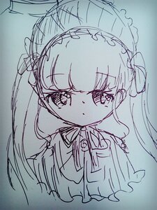 Rating: Safe Score: 0 Tags: 1girl dress eyebrows_visible_through_hair frilled_hairband frills hairband image lolita_fashion long_hair looking_at_viewer monochrome shinku sketch solo virtual_youtuber User: admin