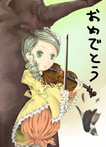Rating: Safe Score: 0 Tags: 1girl bird dress drill_hair frills green_eyes green_hair image instrument kanaria long_sleeves music playing_instrument solo twin_drills violin User: admin
