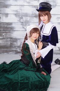 Rating: Safe Score: 0 Tags: 2girls brown_eyes brown_hair curtains dress frills green_dress hat lips long_hair long_sleeves looking_at_viewer multiple_cosplay multiple_girls siblings sisters sitting smile souseiseki suiseiseki tagme twins User: admin
