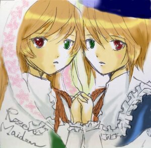 Rating: Safe Score: 0 Tags: 2girls :o blonde_hair blurry frills green_eyes heterochromia holding_hands image interlocked_fingers long_sleeves looking_at_viewer multiple_girls pair red_eyes short_hair siblings souseiseki suiseiseki twins vivio User: admin