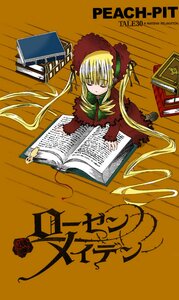 Rating: Safe Score: 0 Tags: 1girl blonde_hair bonnet book dress flower image long_hair long_sleeves red_flower red_rose rose shinku sitting sleeping solo teacup User: admin