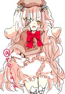 Rating: Safe Score: 0 Tags: 1girl bloomers blush bow capelet dress flower frills hair_ornament hat image kirakishou long_hair personification pink_hair solo striped very_long_hair yellow_eyes User: admin