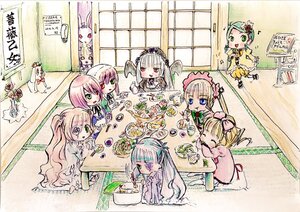Rating: Safe Score: 0 Tags: 6+girls blonde_hair blue_eyes blush bow bowl brown_hair food green_eyes green_hair hina_ichigo image indoors long_hair maid_headdress multiple multiple_girls pink_hair red_eyes shinku sitting suigintou suiseiseki table tagme window User: admin