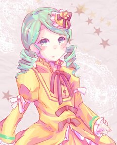 Rating: Safe Score: 0 Tags: 1girl blush bow dress drill_hair frills green_hair image juliet_sleeves kanaria long_sleeves puffy_sleeves ribbon solo star_(symbol) twin_drills yellow_dress User: admin