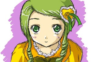 Rating: Safe Score: 0 Tags: 1girl flower green_eyes green_hair image kanaria looking_at_viewer simple_background smile solo upper_body User: admin