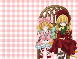 Rating: Safe Score: 0 Tags: 2girls argyle argyle_background argyle_legwear artist_request baozi blonde_hair blue_eyes blush bonnet bow bowtie chair checkered checkered_background checkered_floor chess_piece closed_eyes cookie cross-laced_footwear cup dress drill_hair eating food frills full_body hair_bow hat hat_bow hina_ichigo hinaichigo image long_hair long_sleeves looking_at_viewer multiple_girls official_art pair pillow pink_background pink_bow pink_dress plaid plaid_background plate red_dress rozen_maiden saucer shinku simple_background sitting table teacup tile_floor tiles twin_drills twintails User: admin