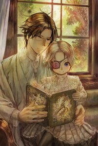 Rating: Safe Score: 0 Tags: 2boys blonde_hair blue_eyes book brown_hair eyepatch glasses image kirakishou multiple_boys reading sakurada_jun sitting smile solo window User: admin