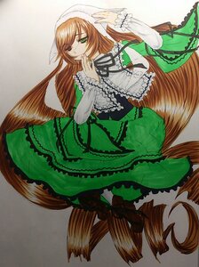 Rating: Safe Score: 0 Tags: 1girl brown_hair dress drill_hair frills green_dress green_eyes heterochromia image long_hair long_sleeves red_eyes simple_background solo suiseiseki twin_drills very_long_hair User: admin