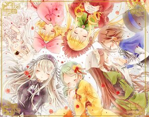 Rating: Safe Score: 0 Tags: 6+girls blonde_hair bonnet bow brown_hair closed_eyes dress eyepatch flower green_hair hair_bow hair_ornament hairband hands_clasped hat hina_ichigo holding_hands image interlocked_fingers kanaria lolita_fashion long_hair multiple multiple_girls own_hands_together petals pink_bow rose_petals shinku short_hair siblings silver_hair sleeping souseiseki suigintou suiseiseki tagme User: admin