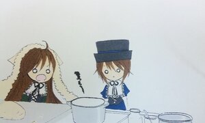 Rating: Safe Score: 0 Tags: 0_0 2girls brown_hair chibi dress frills hat image long_hair long_sleeves multiple_girls o_o open_mouth pair short_hair siblings sisters souseiseki suiseiseki top_hat User: admin