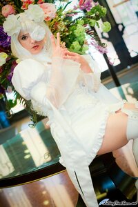 Rating: Safe Score: 0 Tags: 1girl blurry depth_of_field dress flower hair_over_one_eye kirakishou lips photo solo thighhighs white_dress white_hair User: admin