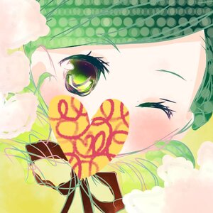 Rating: Safe Score: 0 Tags: 1girl bangs face flower green_eyes green_hair image kanaria ribbon solo User: admin